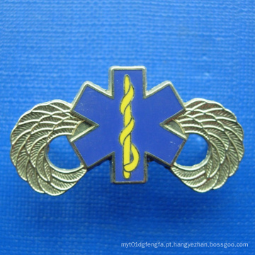 Gold Plating Badge com cor azul de impressão (GZHY-BADGE-019)